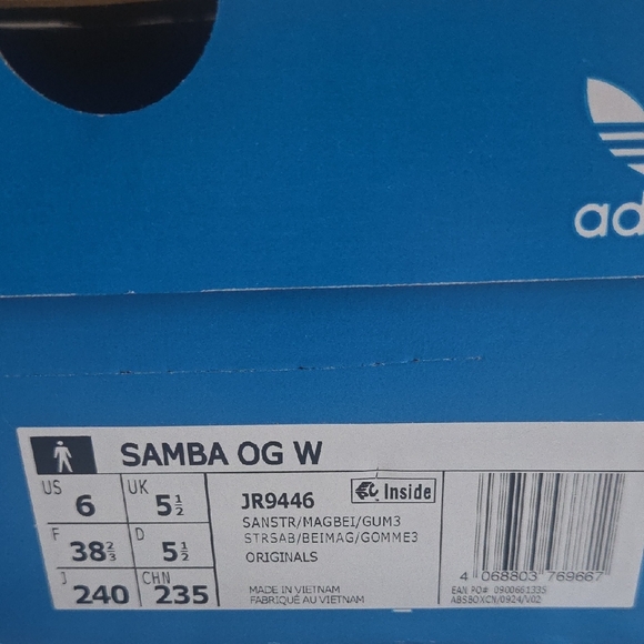 Adidas Woven Beige and Brown Sneakers Samba OG W NEW - Picture 2 of 6